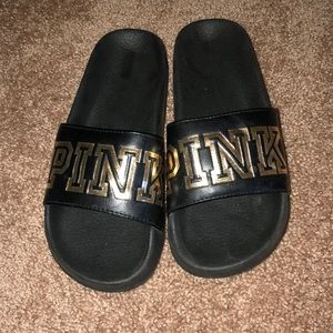 PINK black and gold slides